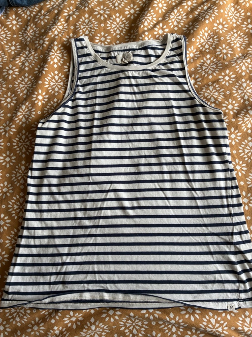 Pact Striped Sleeveless Tank Top - Navy and White
